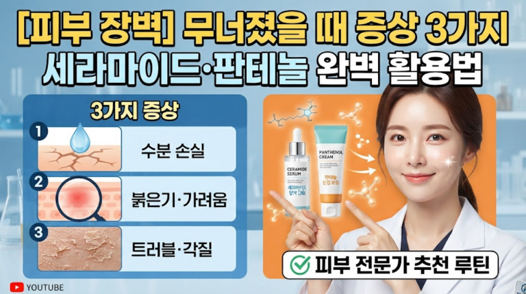 피부 장벽 무너졌을 때 나타나는 3가지 증상과 세라마이드·판테놀 완벽 활용법