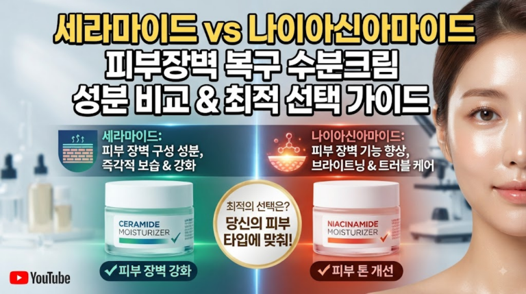 세라마이드 vs 나이아신아마이드: 무너진 피부장벽 복구를 위한 수분크림 성분 비교 및 최적의 선택 가이드