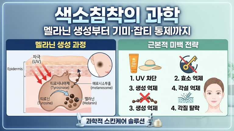 피부 색소침착 원리와 멜라닌 생성 과정의 과학적 분석: 기미·잡티를 통제하는 근본적인 스킨케어(미백) 전략